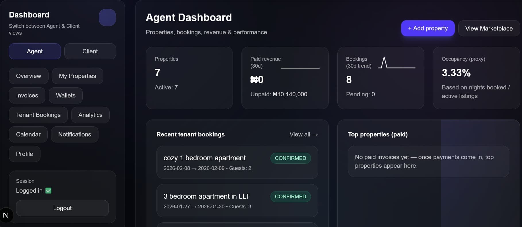 Track requests, invoices, and status